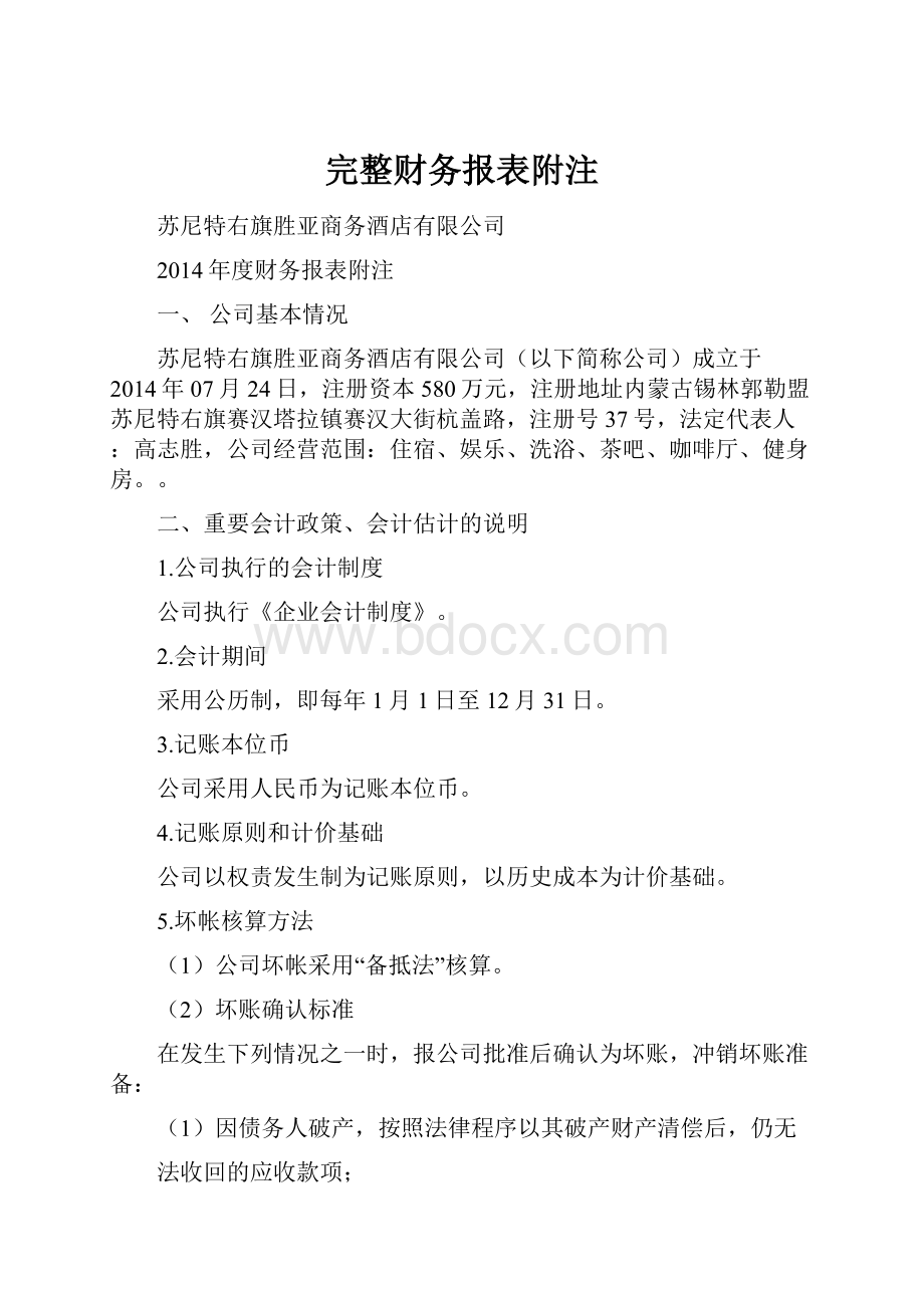 完整财务报表附注.docx