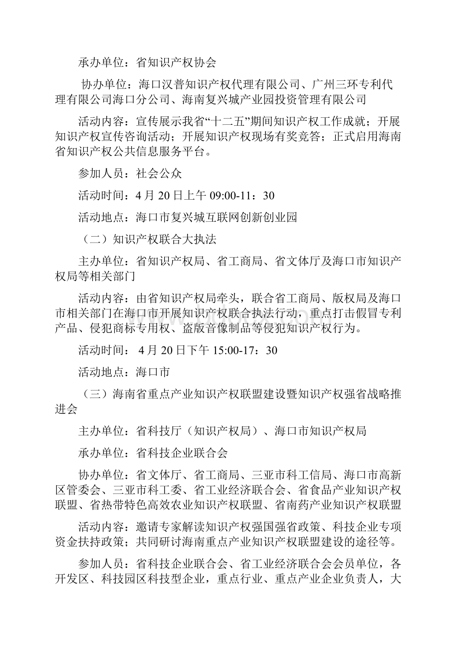 海南省知识产权宣传周活动方案.docx_第2页