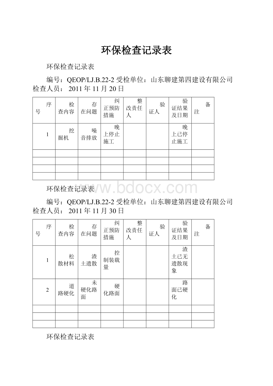 环保检查记录表.docx_第1页