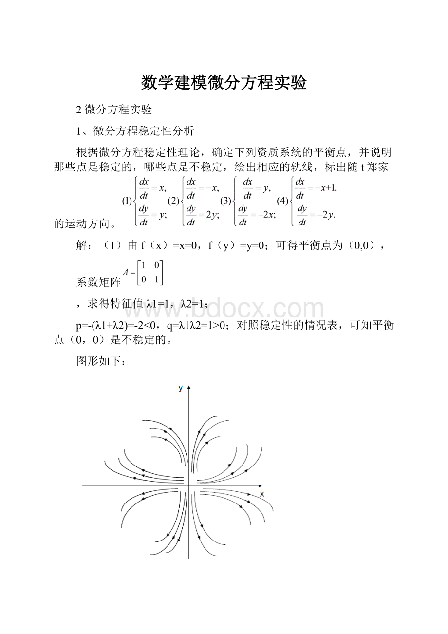 数学建模微分方程实验.docx