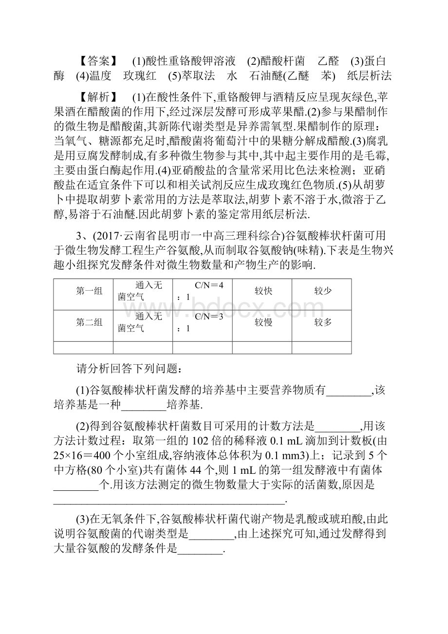 高考生物二轮专题总复习 专题整合训练十七生物技术实践.docx_第3页