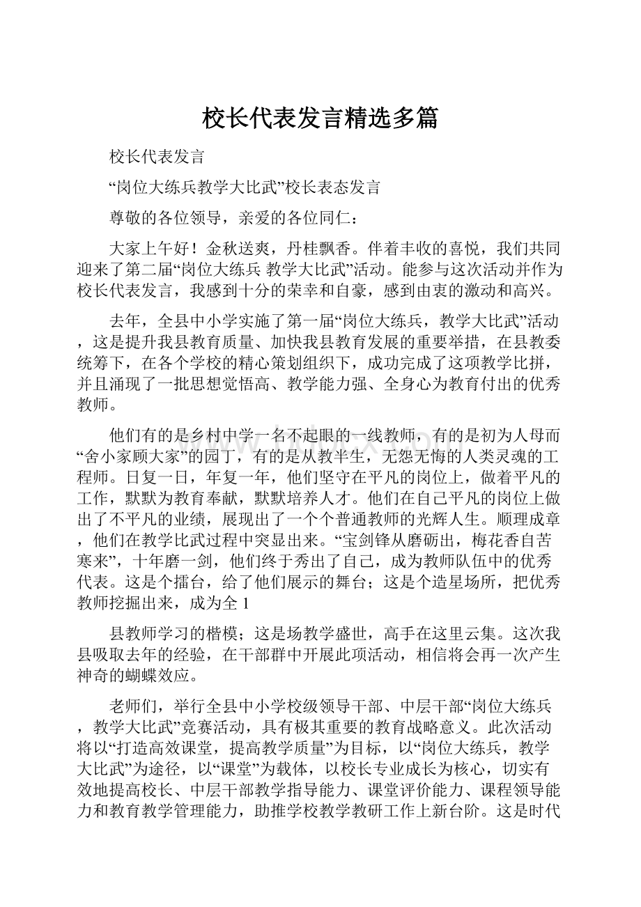 校长代表发言精选多篇.docx