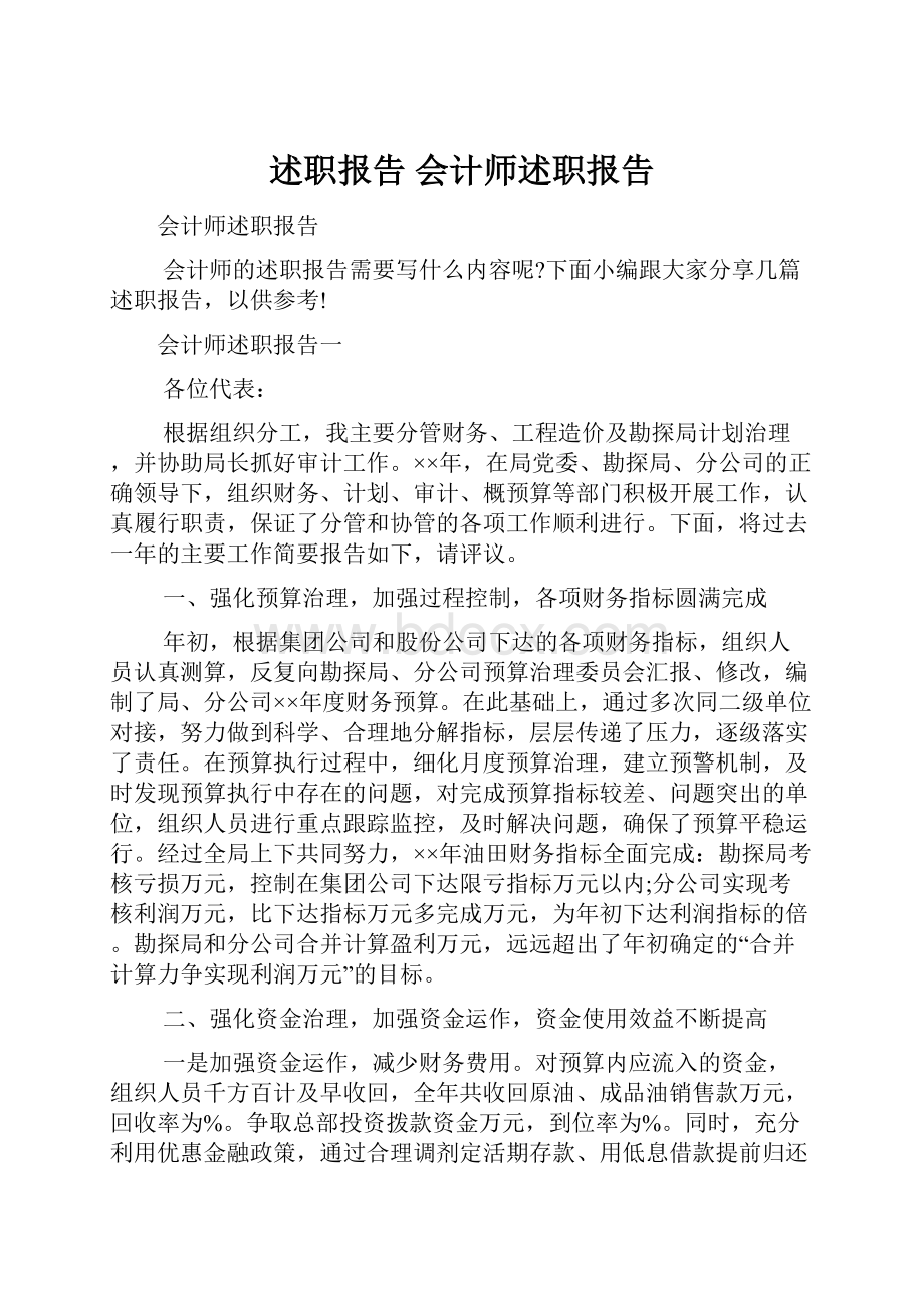 述职报告 会计师述职报告.docx