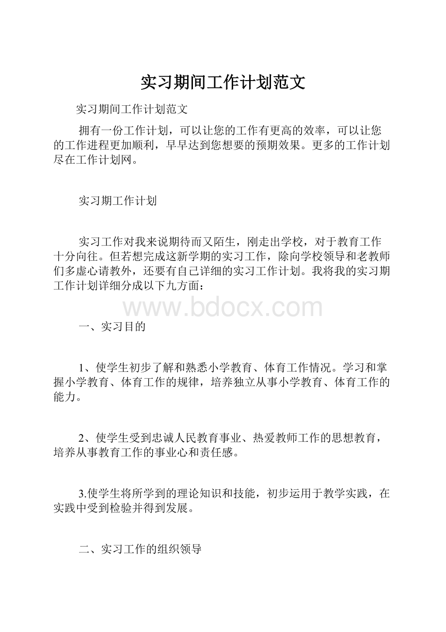 实习期间工作计划范文.docx