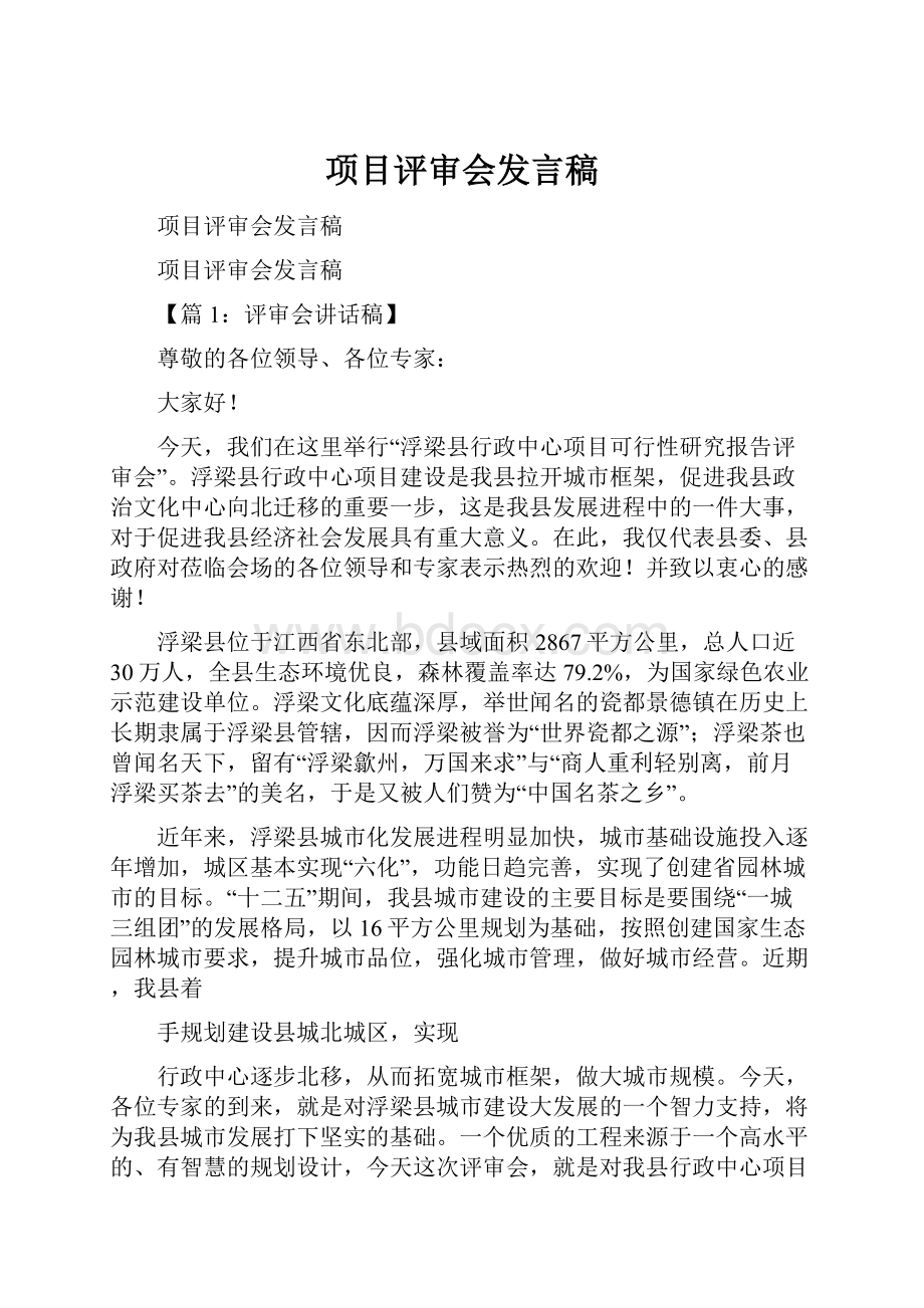 项目评审会发言稿.docx_第1页