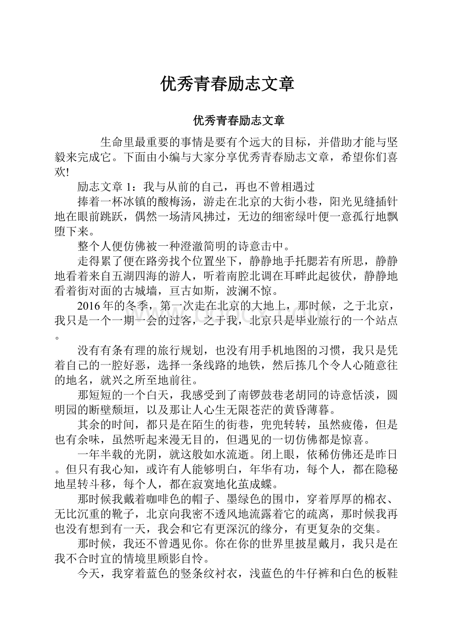 优秀青春励志文章.docx_第1页