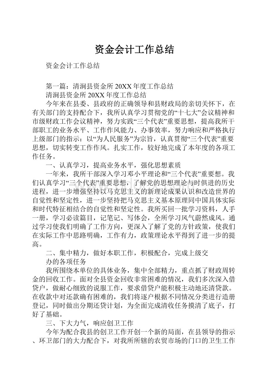 资金会计工作总结.docx