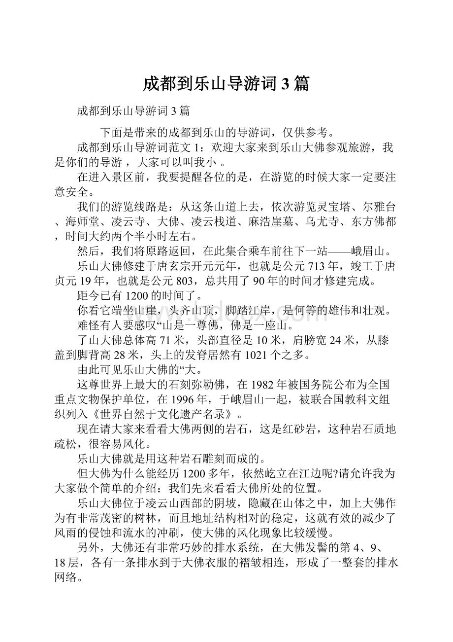 成都到乐山导游词3篇.docx