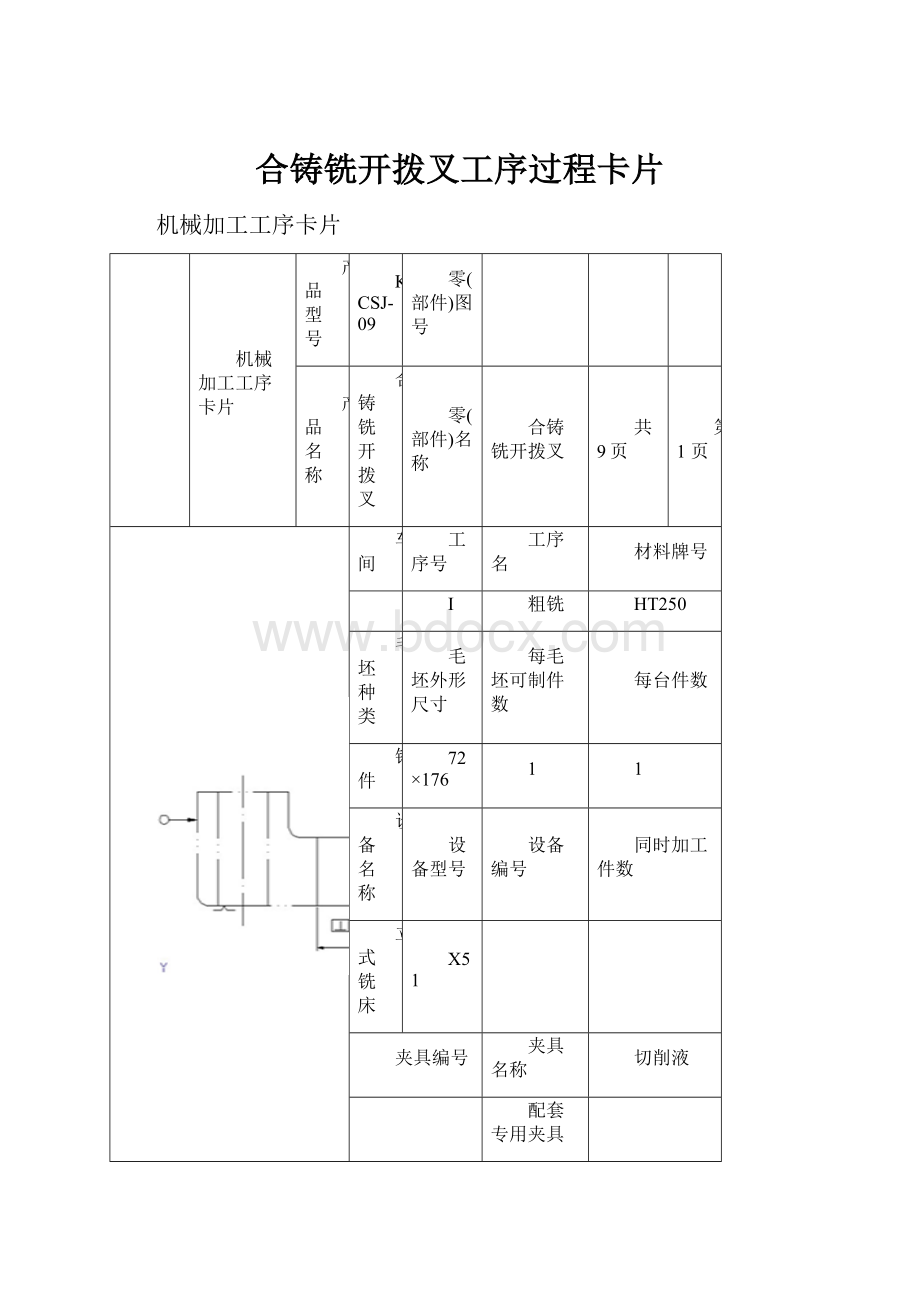 合铸铣开拨叉工序过程卡片.docx