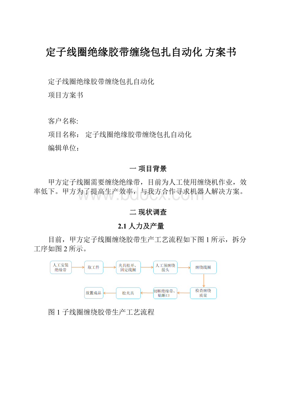 定子线圈绝缘胶带缠绕包扎自动化方案书.docx_第1页