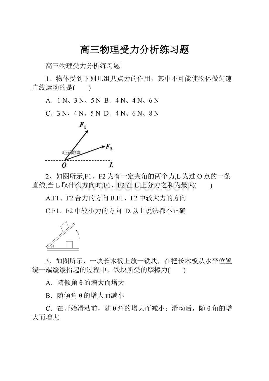 高三物理受力分析练习题.docx