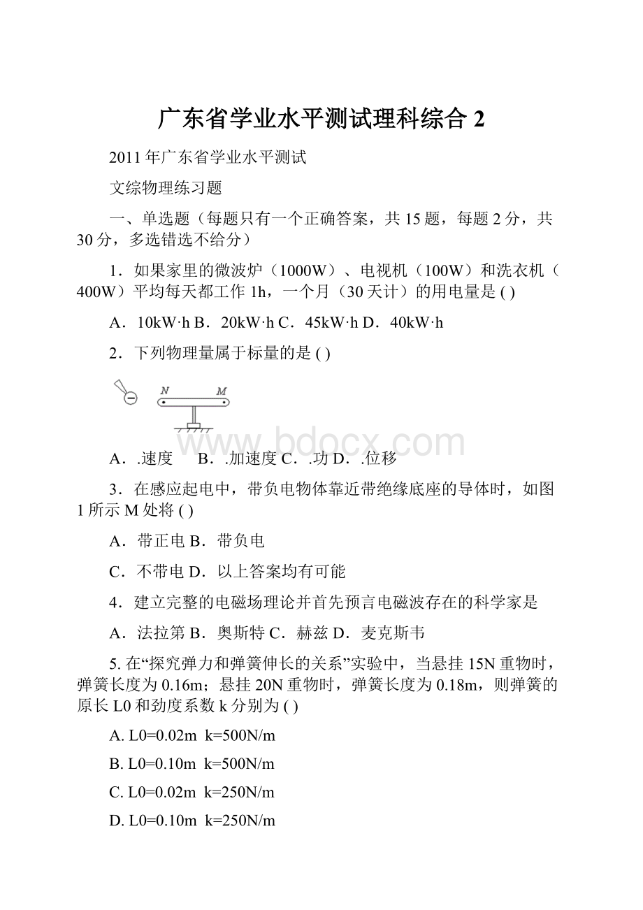 广东省学业水平测试理科综合 2.docx_第1页