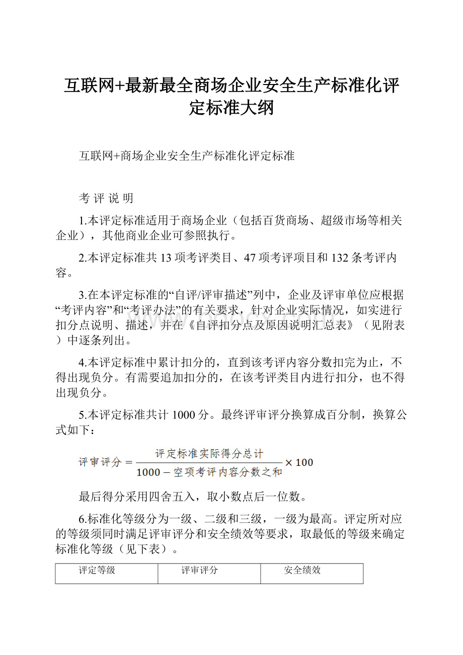 互联网+最新最全商场企业安全生产标准化评定标准大纲.docx