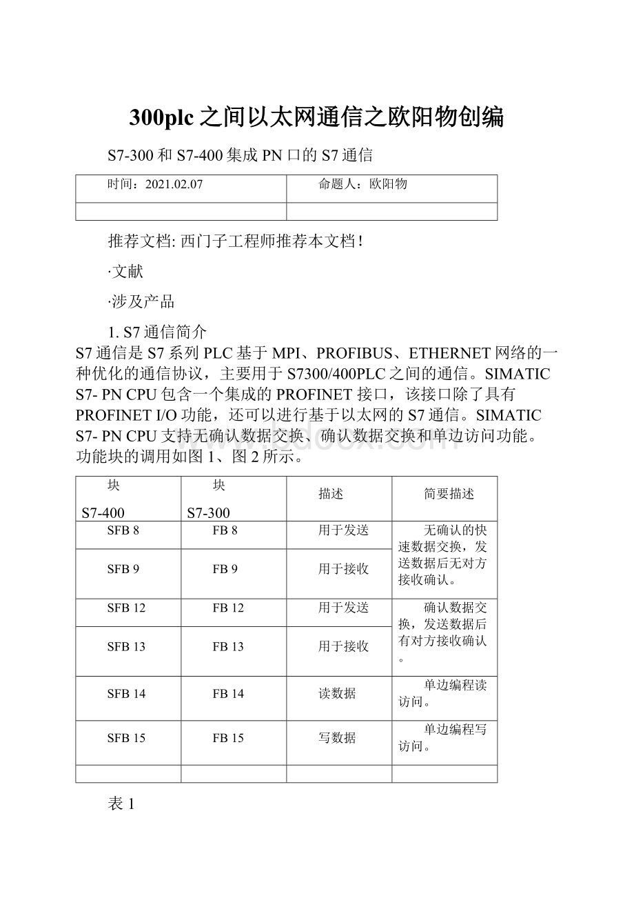 300plc之间以太网通信之欧阳物创编.docx