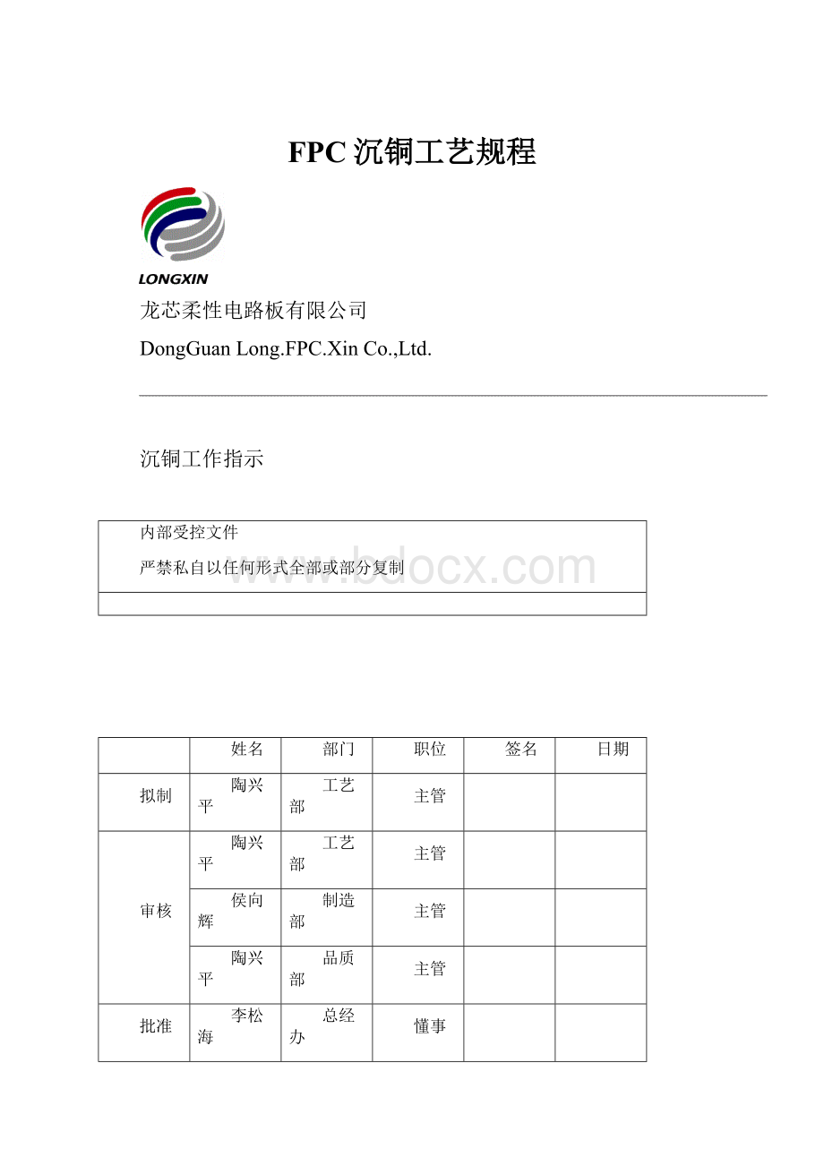 FPC沉铜工艺规程.docx