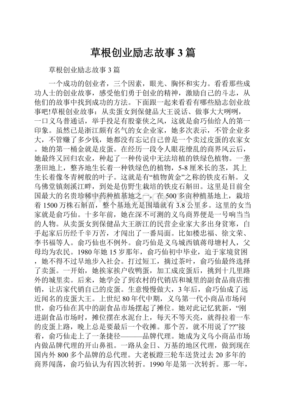 草根创业励志故事3篇.docx