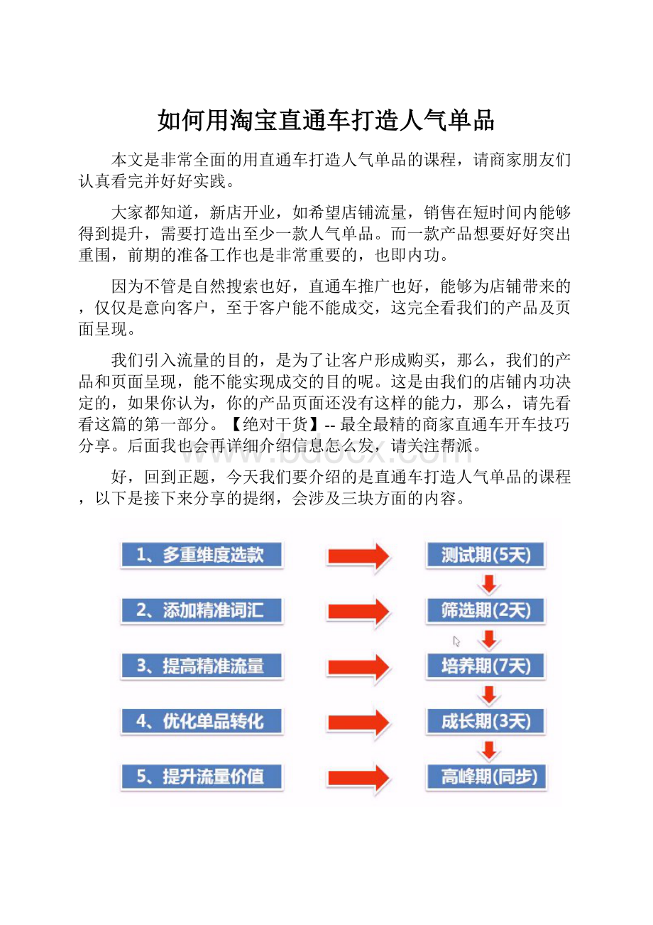 如何用淘宝直通车打造人气单品.docx_第1页