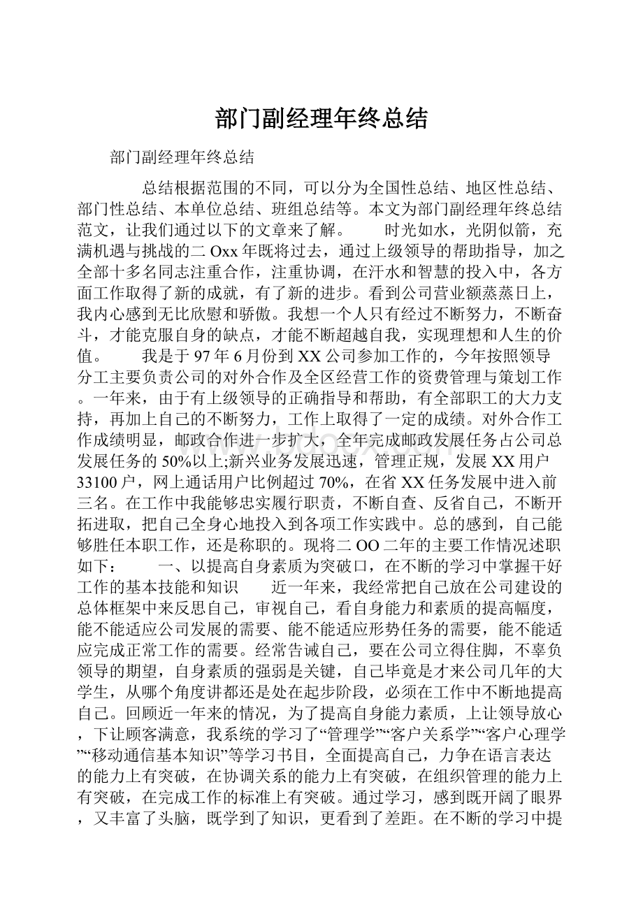 部门副经理年终总结.docx