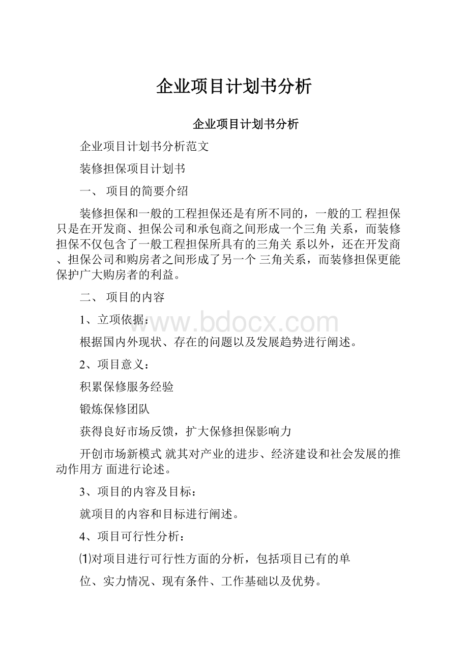 企业项目计划书分析.docx_第1页