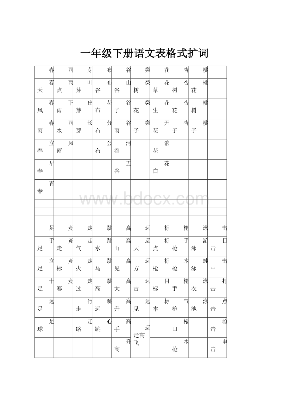 一年级下册语文表格式扩词.docx