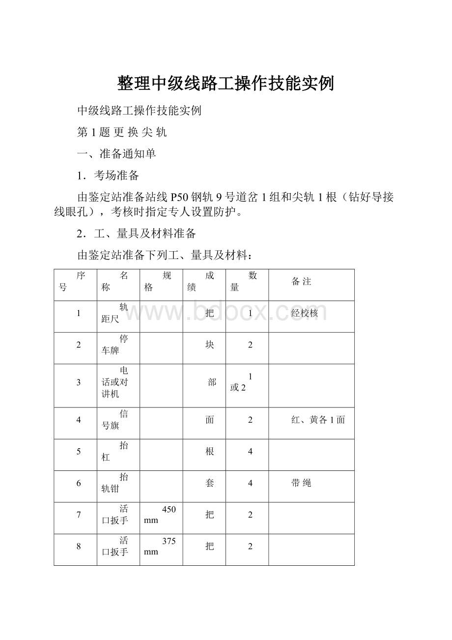 整理中级线路工操作技能实例.docx