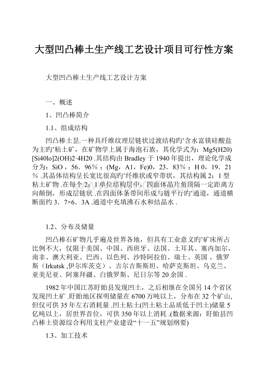 大型凹凸棒土生产线工艺设计项目可行性方案.docx_第1页