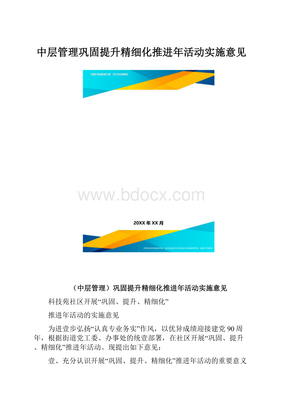 中层管理巩固提升精细化推进年活动实施意见.docx_第1页