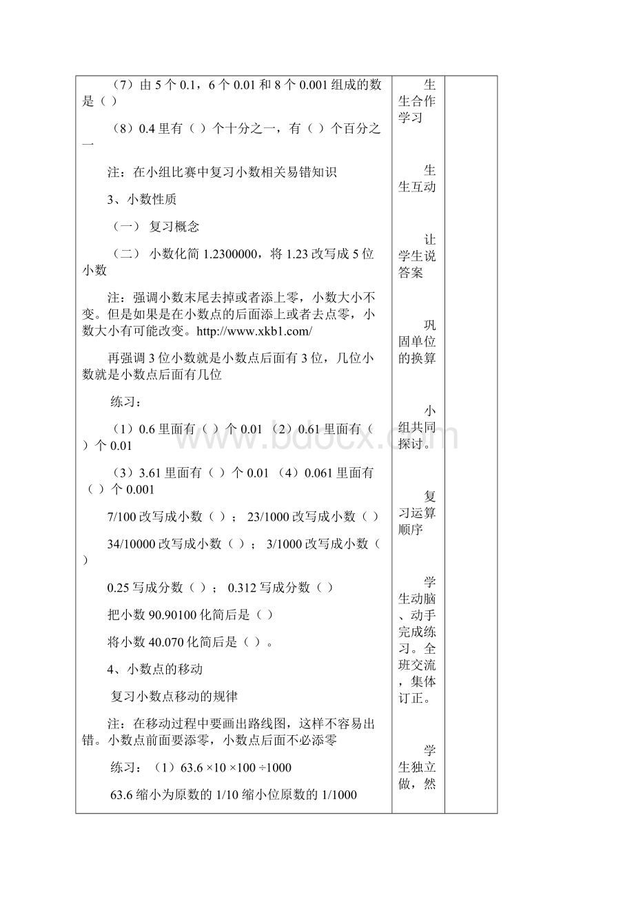 人教版春四年级下册数学导学案设计总复习.docx_第3页