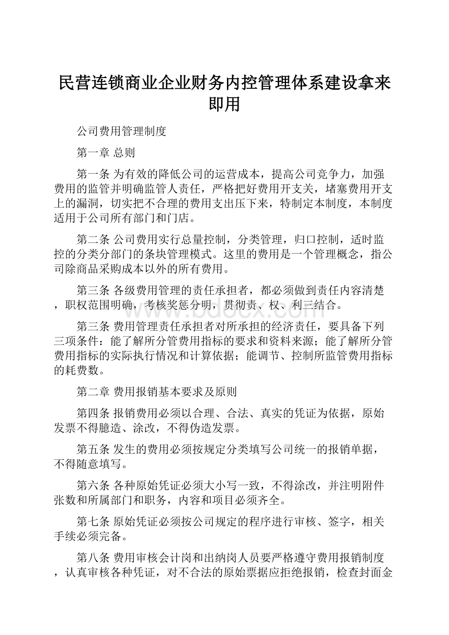 民营连锁商业企业财务内控管理体系建设拿来即用.docx