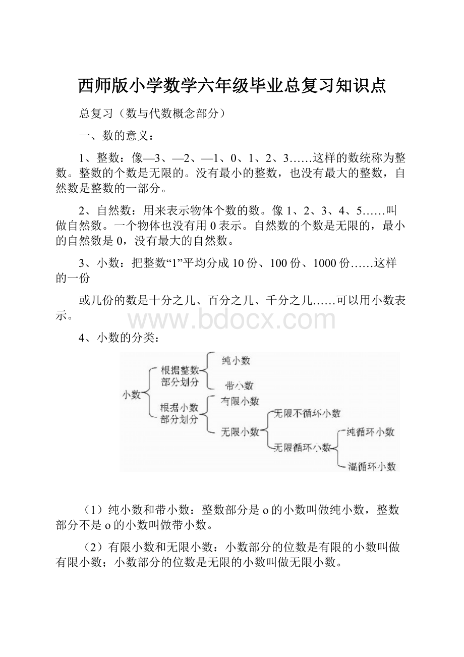 西师版小学数学六年级毕业总复习知识点.docx_第1页