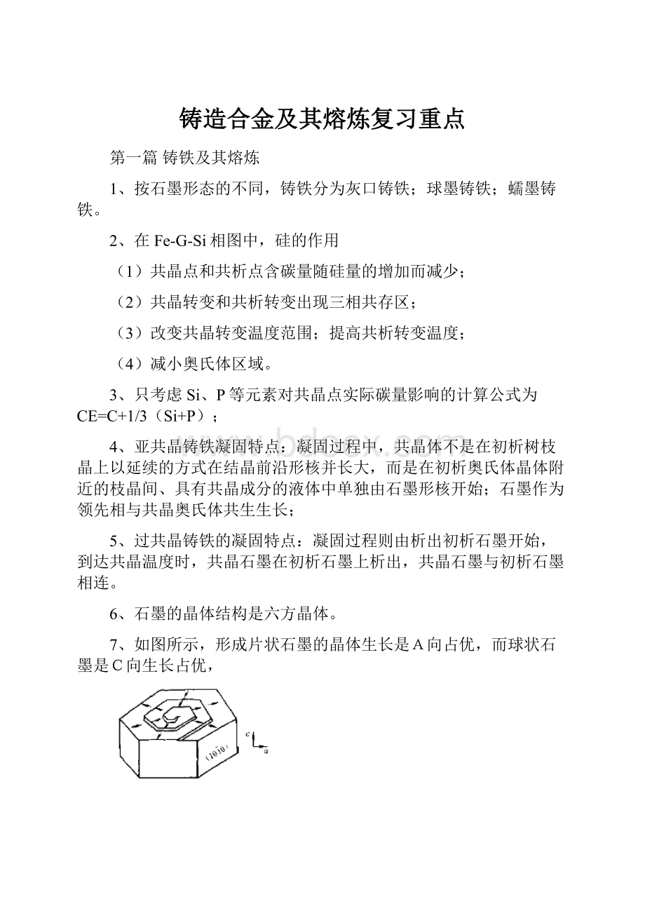 铸造合金及其熔炼复习重点.docx