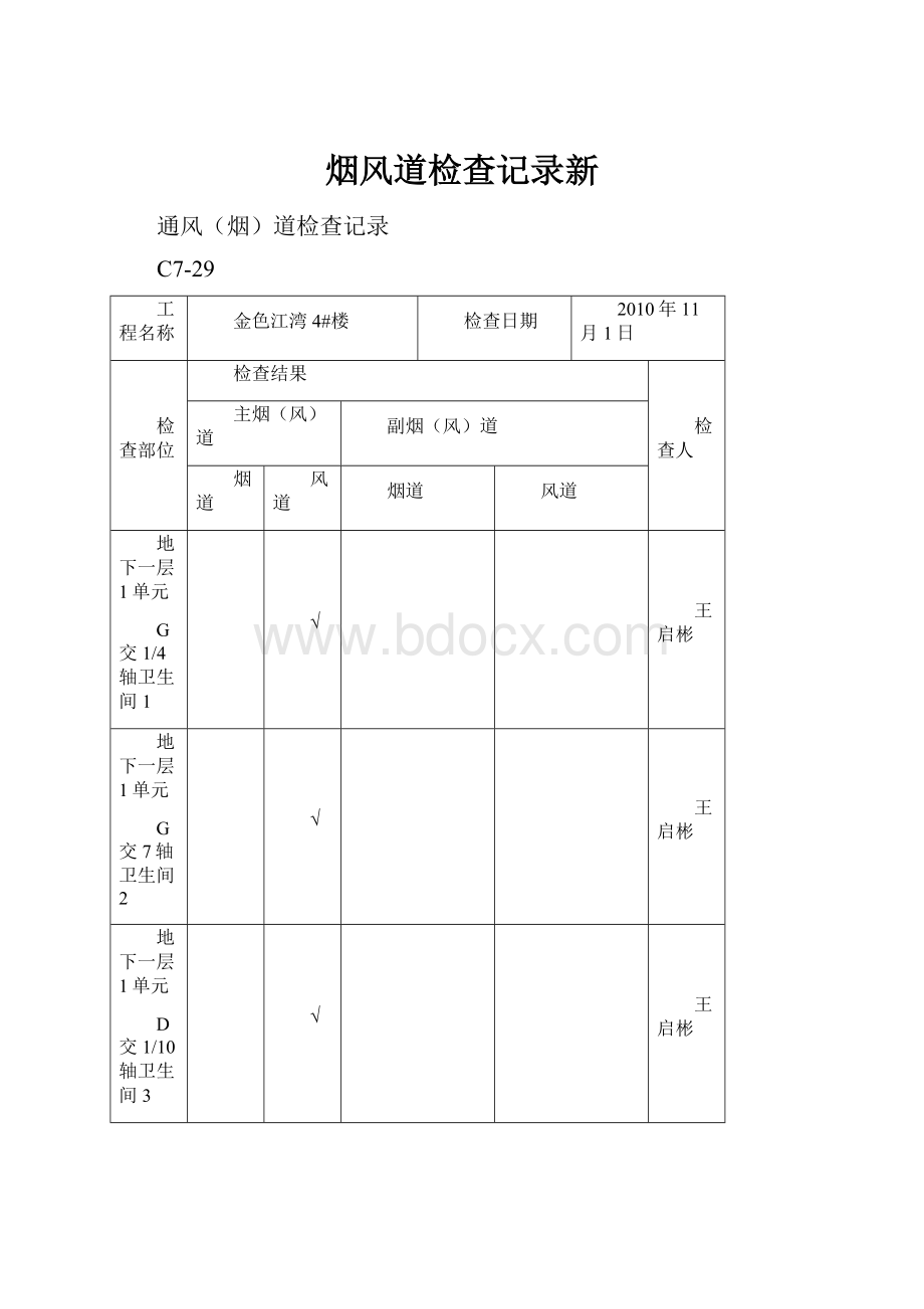 烟风道检查记录新.docx