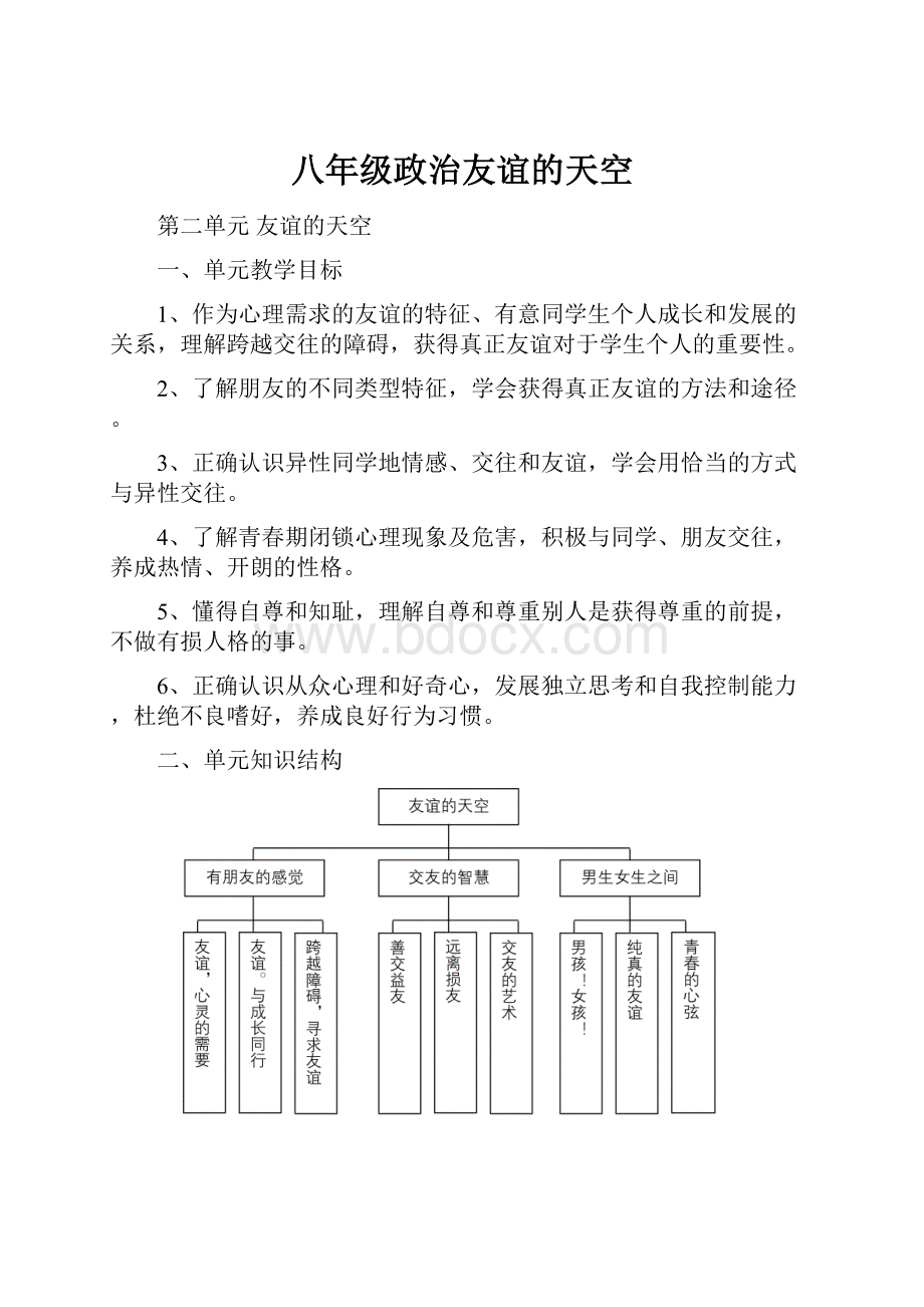 八年级政治友谊的天空.docx_第1页