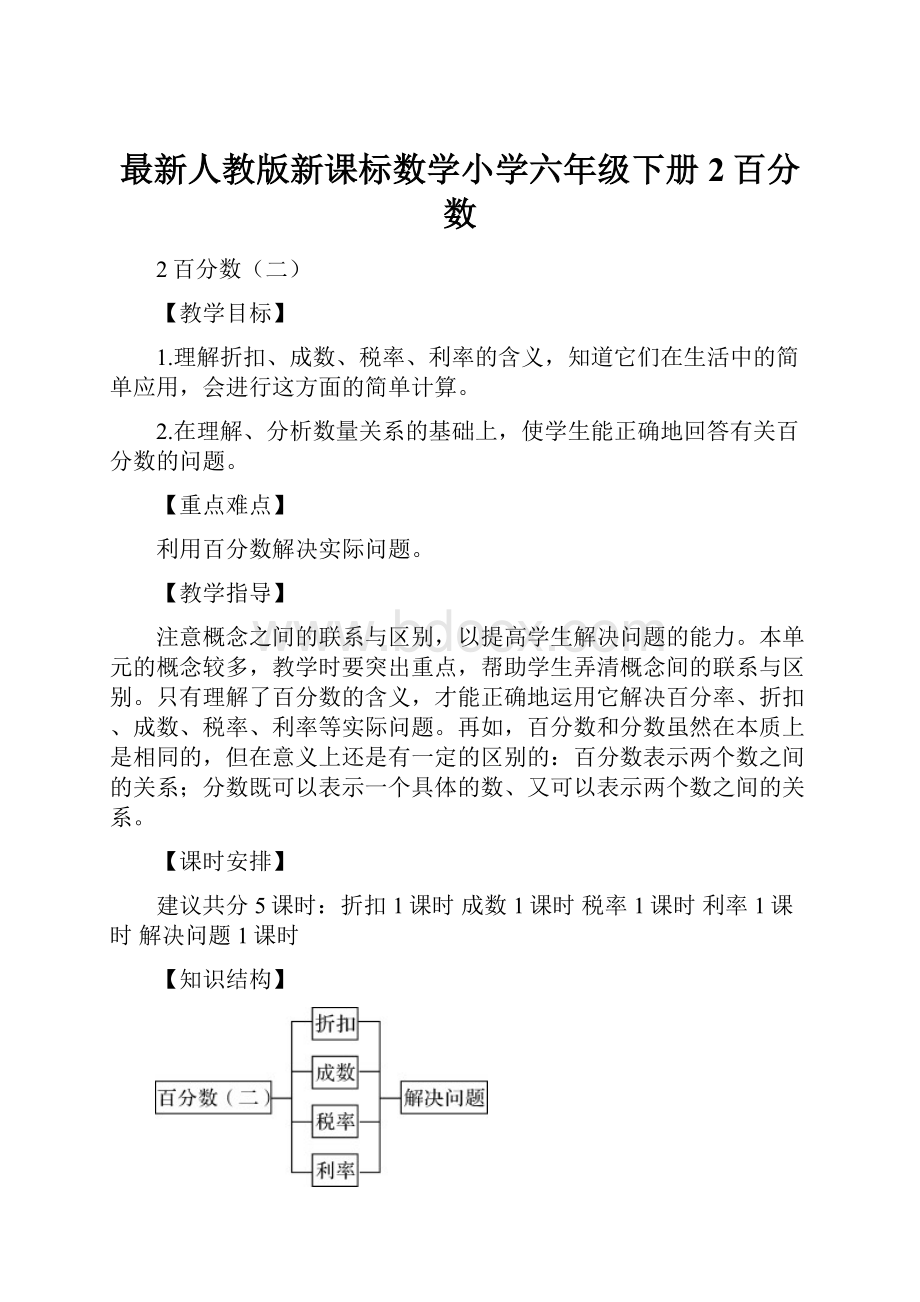 最新人教版新课标数学小学六年级下册2百分数.docx