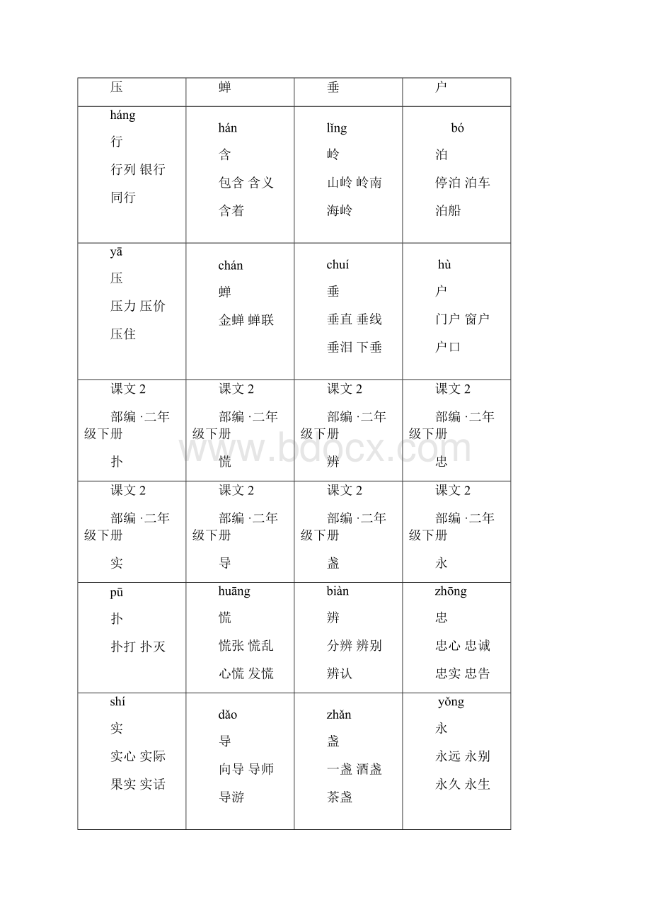 二年级下册语文素材二类字生字卡片正反面第六单元人教部编版有拼音和组词.docx_第2页