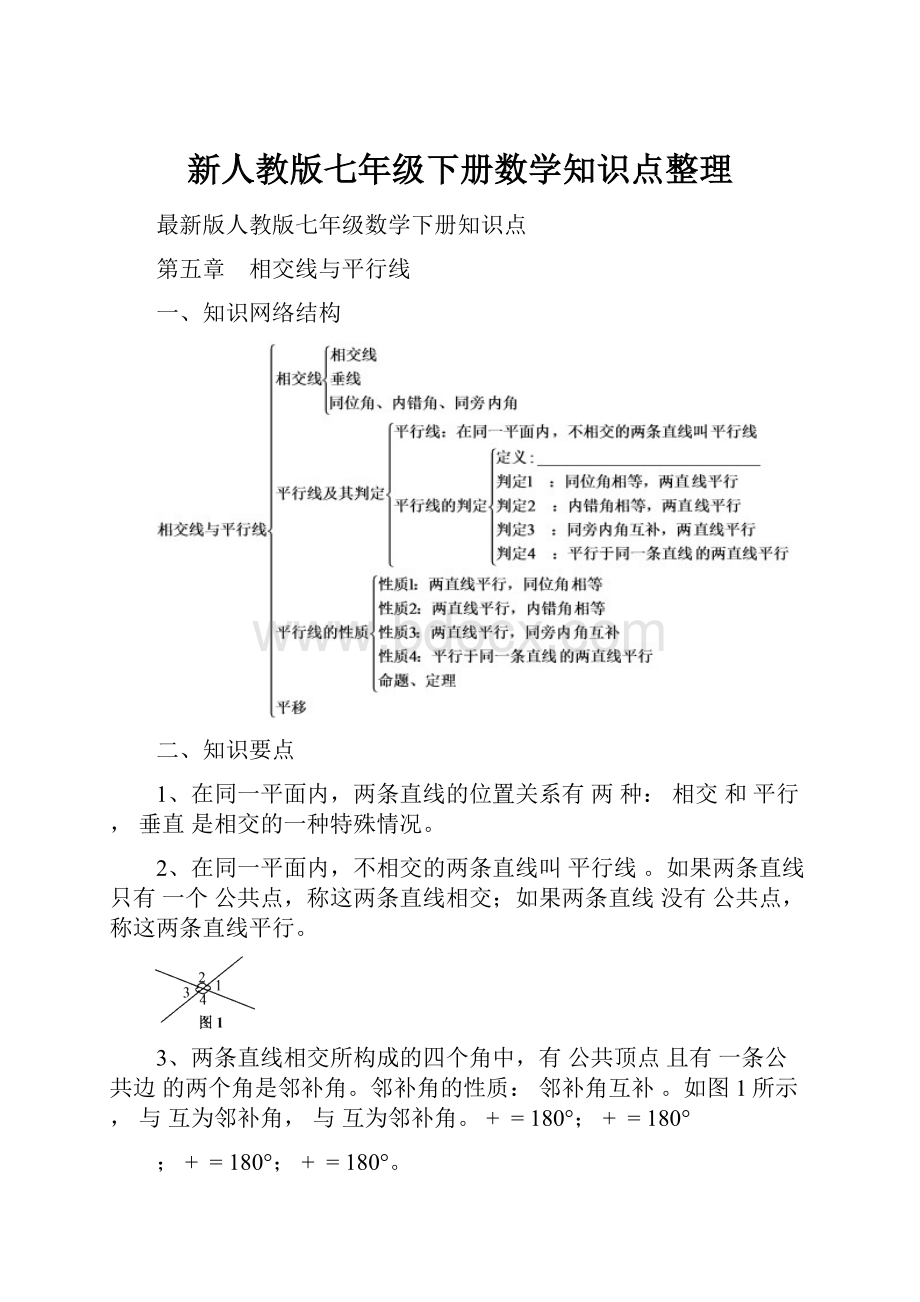 新人教版七年级下册数学知识点整理.docx