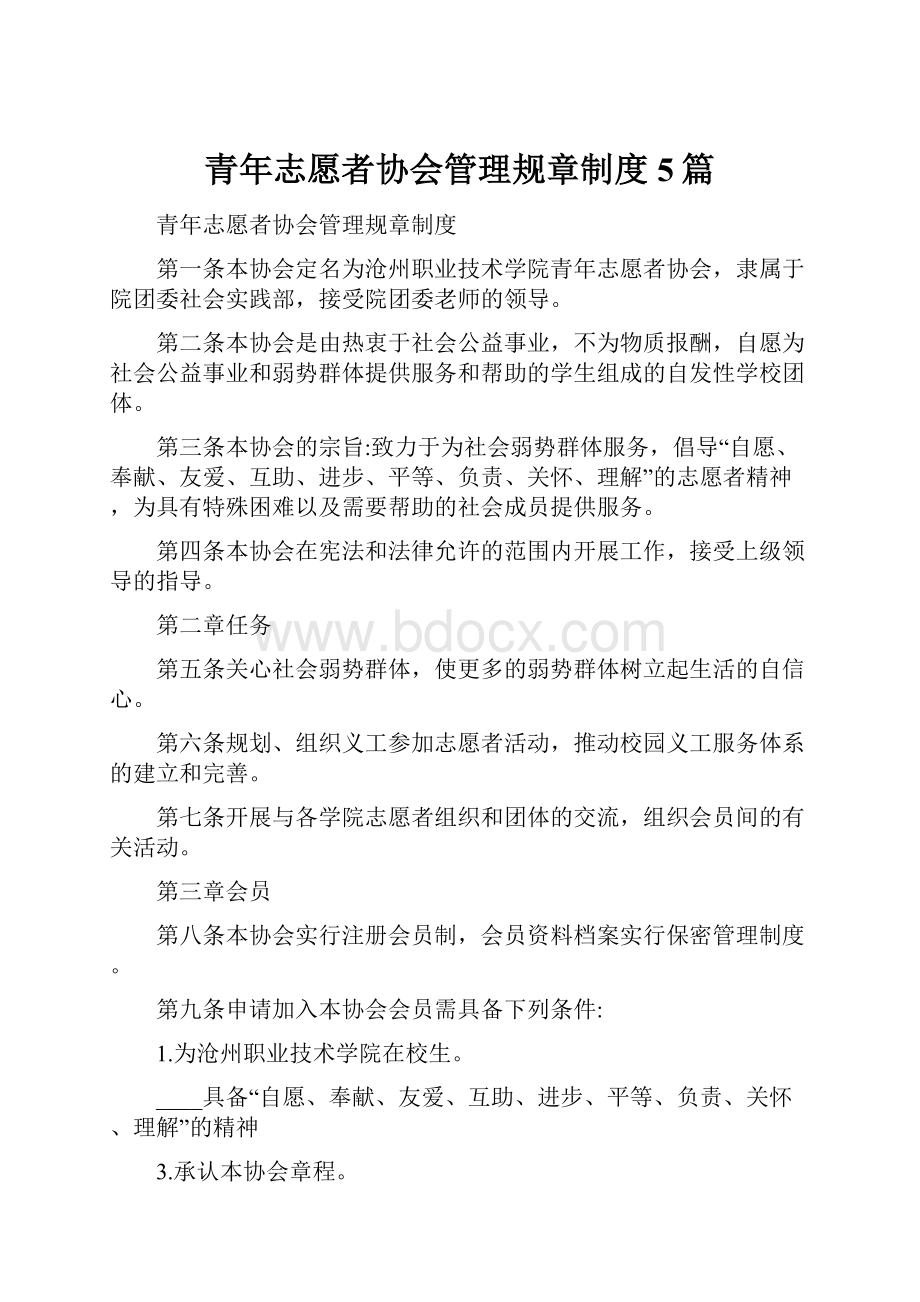 青年志愿者协会管理规章制度5篇.docx