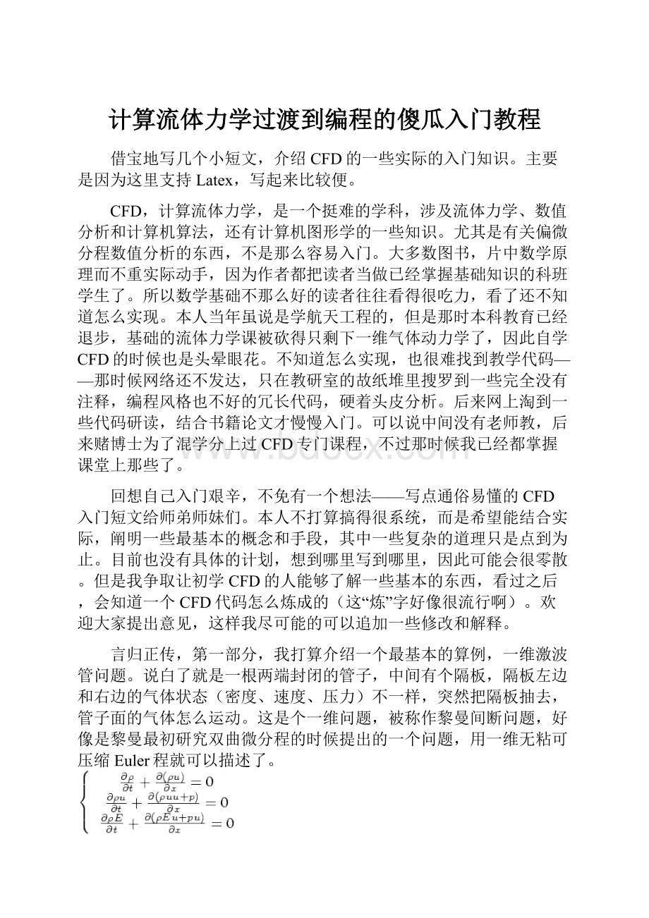 计算流体力学过渡到编程的傻瓜入门教程.docx