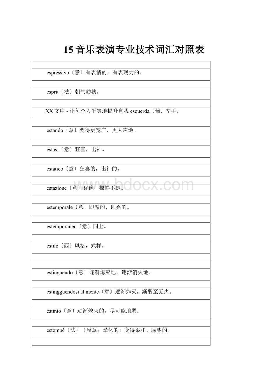 15音乐表演专业技术词汇对照表.docx