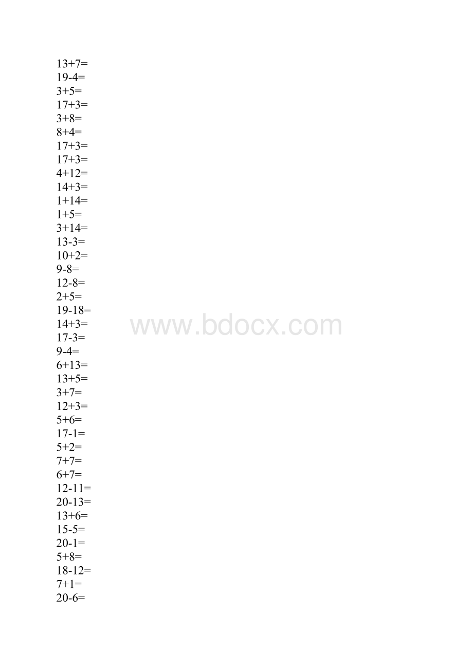 学前20以内加减法口算题A4直接打印每页100道.docx_第2页