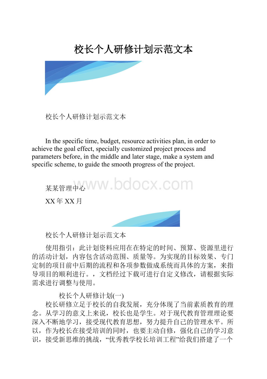 校长个人研修计划示范文本.docx