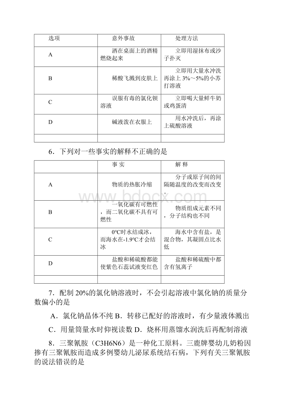 中考化学试题及答案1WORD文档.docx_第3页