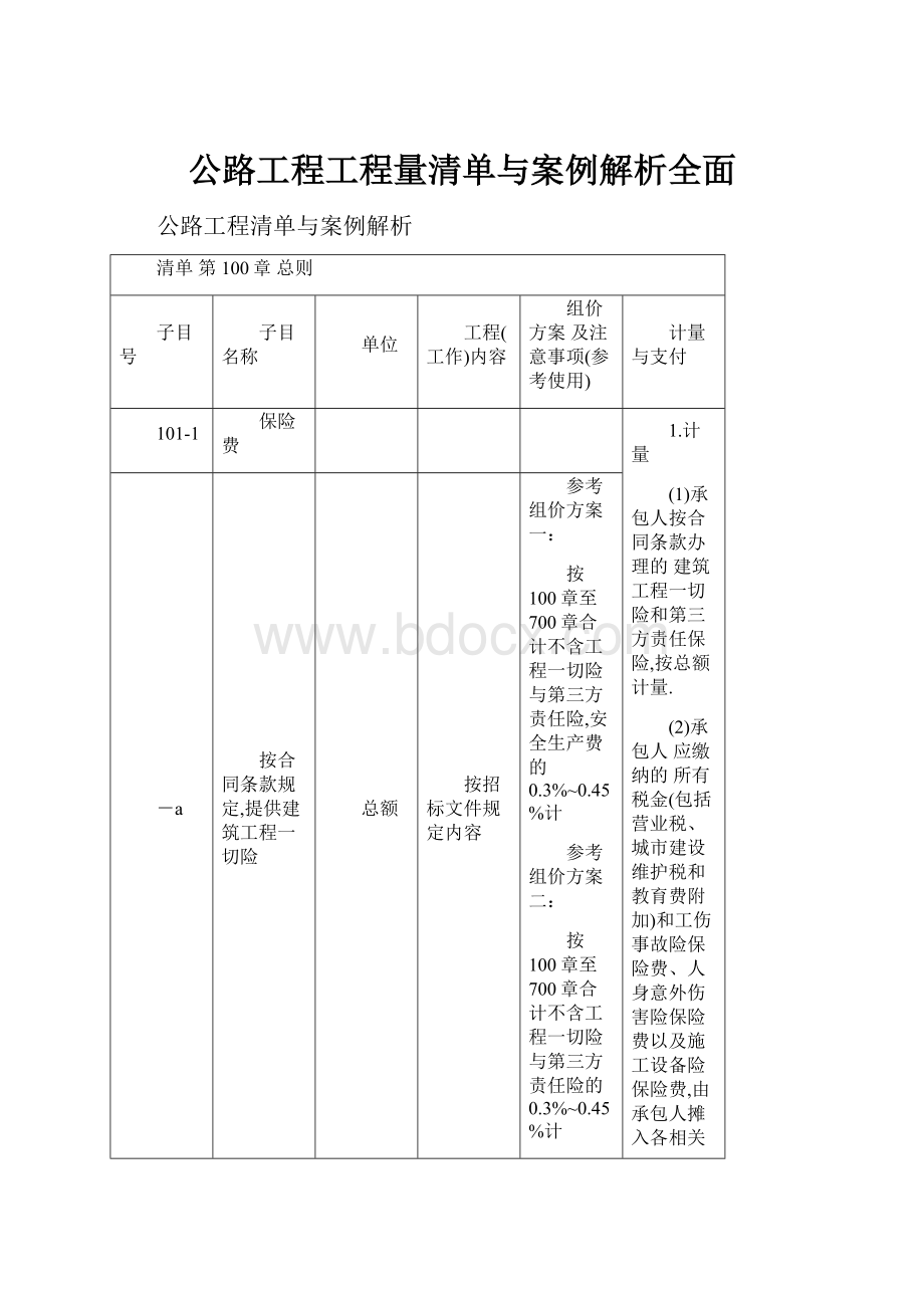 公路工程工程量清单与案例解析全面.docx