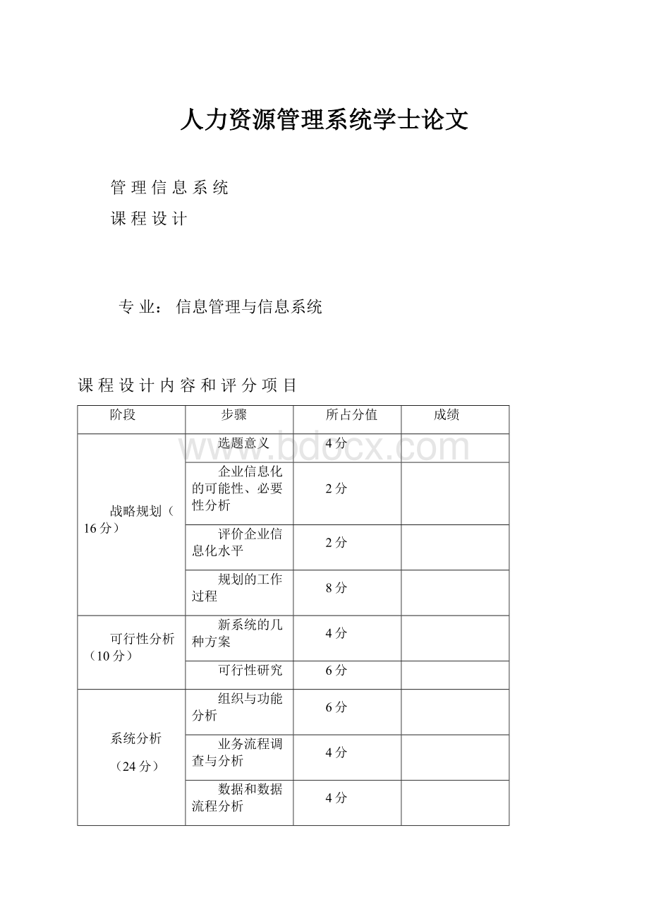 人力资源管理系统学士论文.docx_第1页