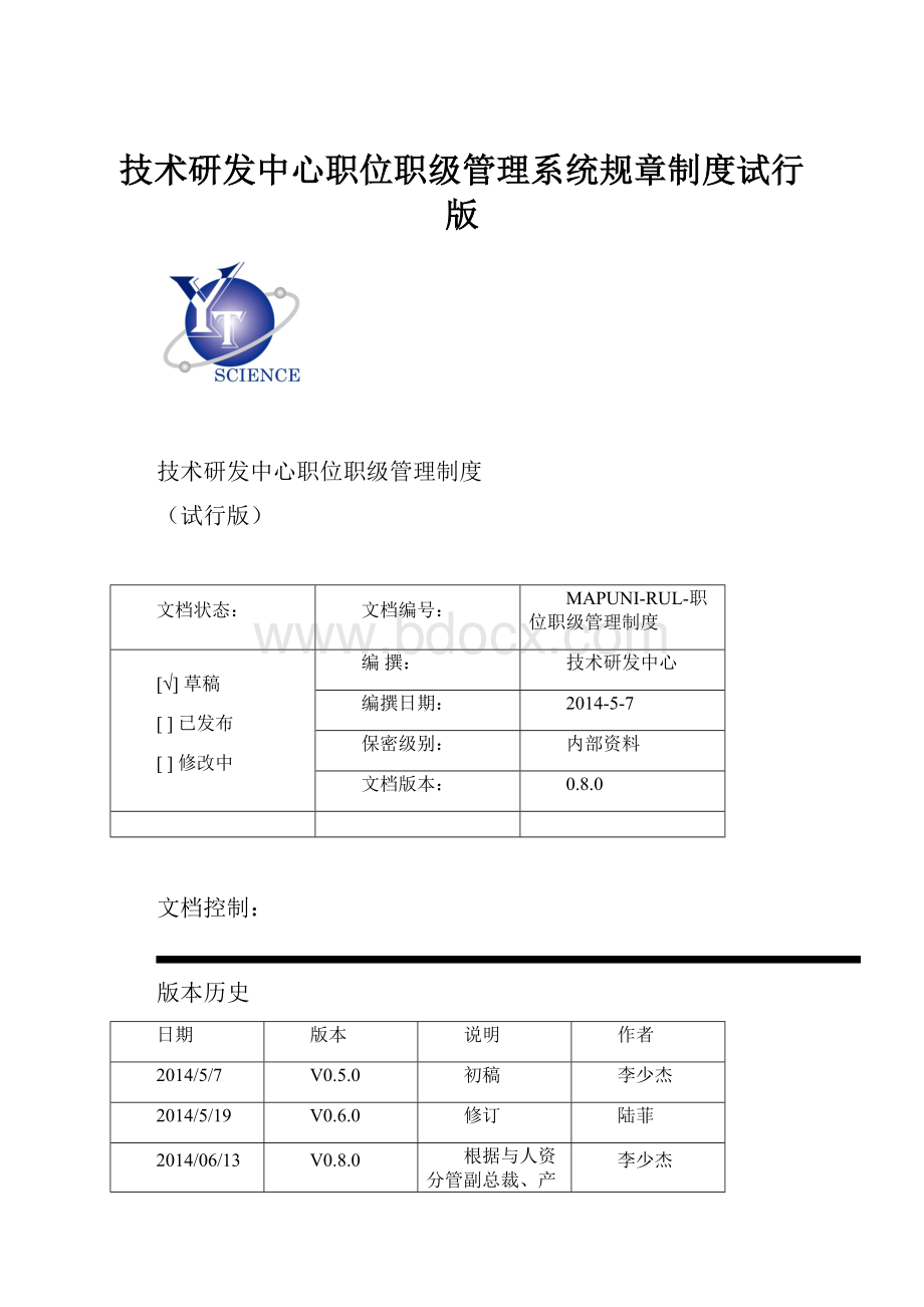 技术研发中心职位职级管理系统规章制度试行版.docx