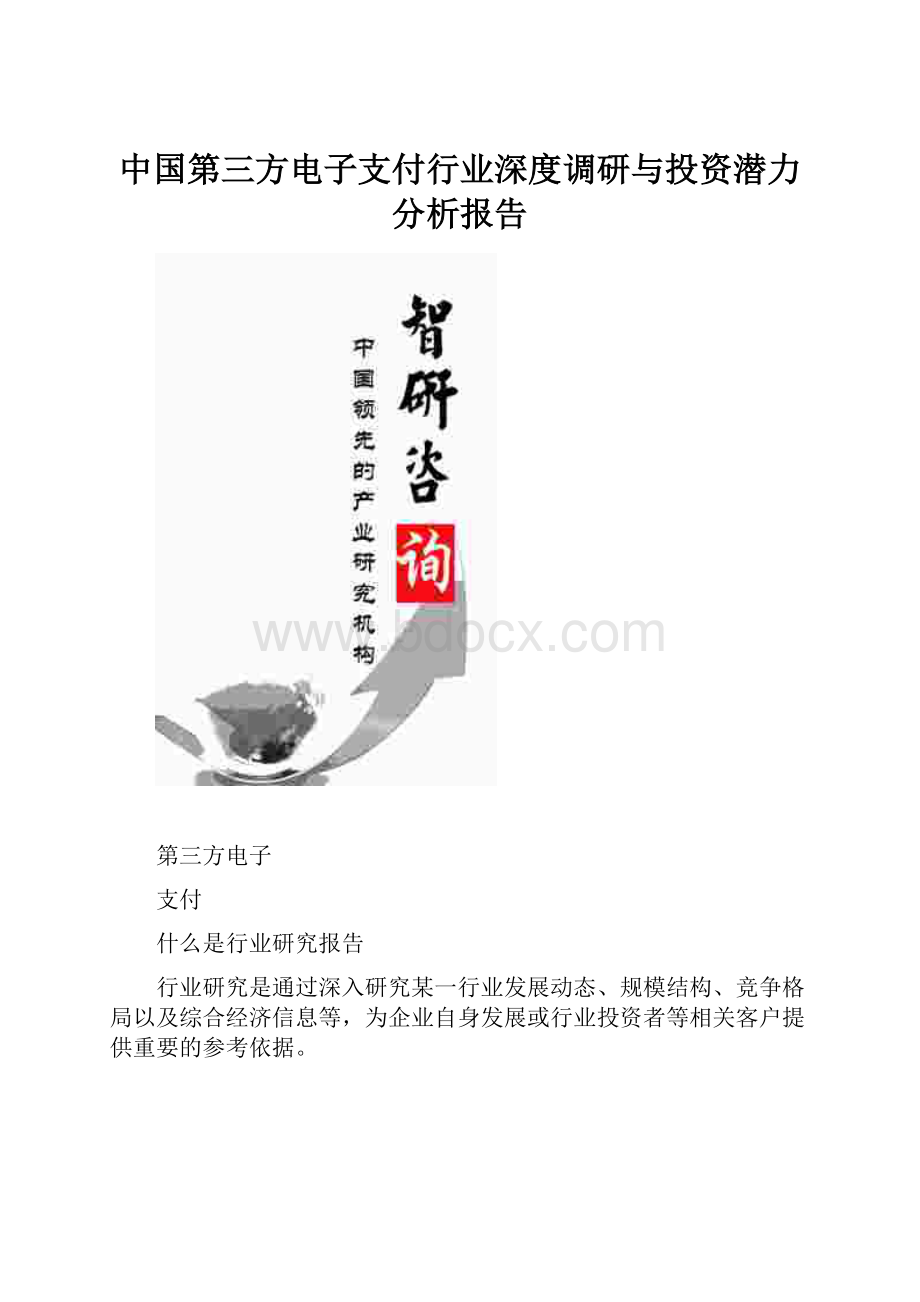 中国第三方电子支付行业深度调研与投资潜力分析报告.docx