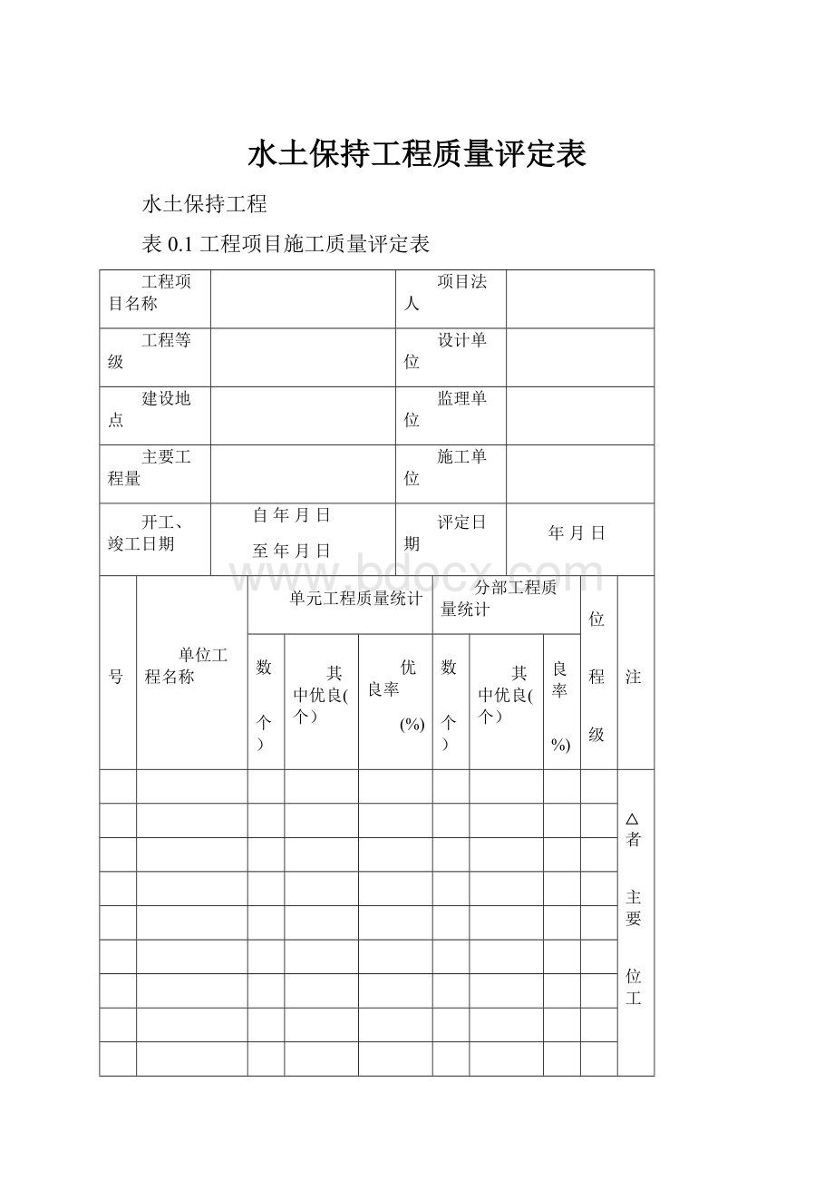 水土保持工程质量评定表.docx