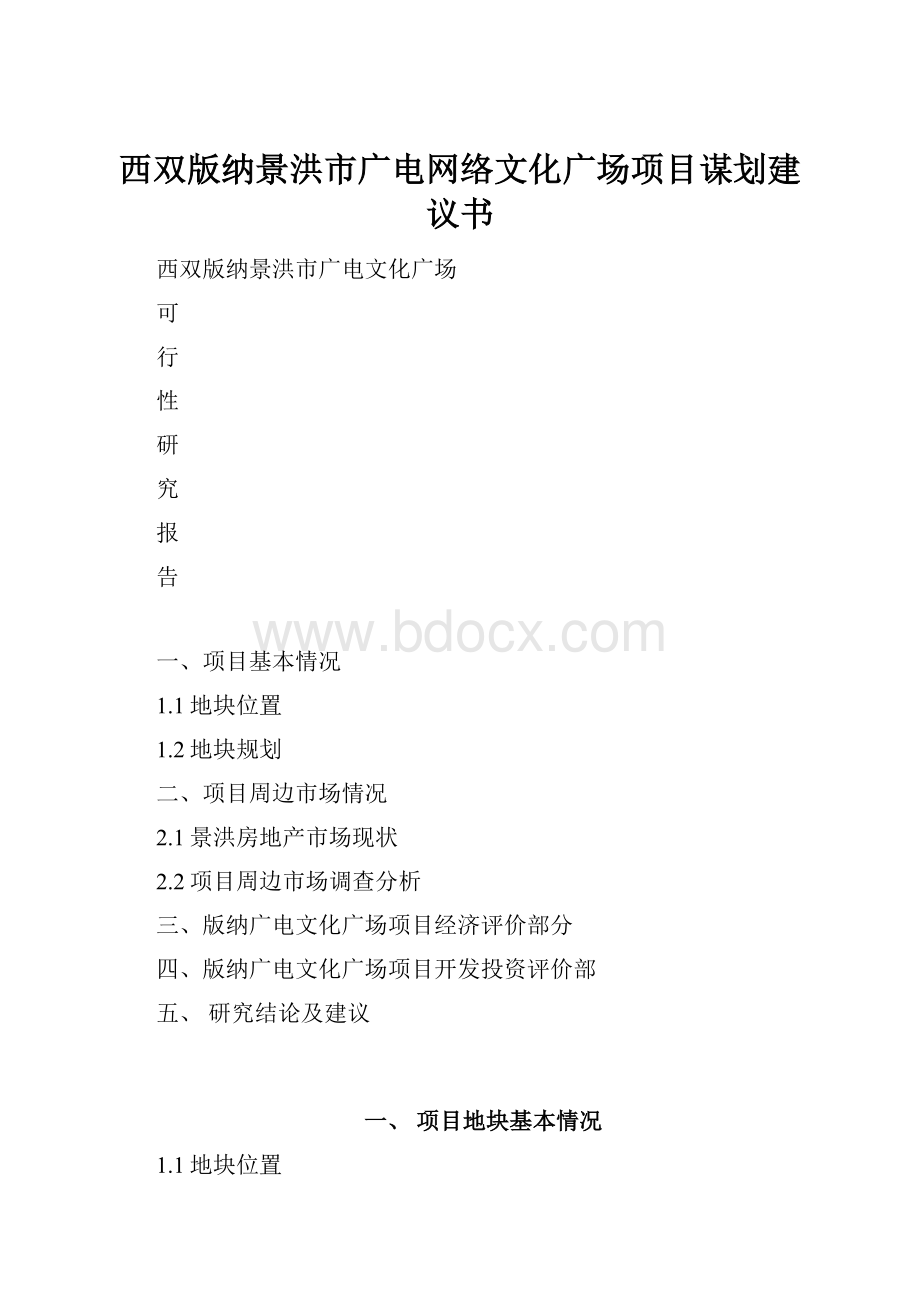 西双版纳景洪市广电网络文化广场项目谋划建议书.docx