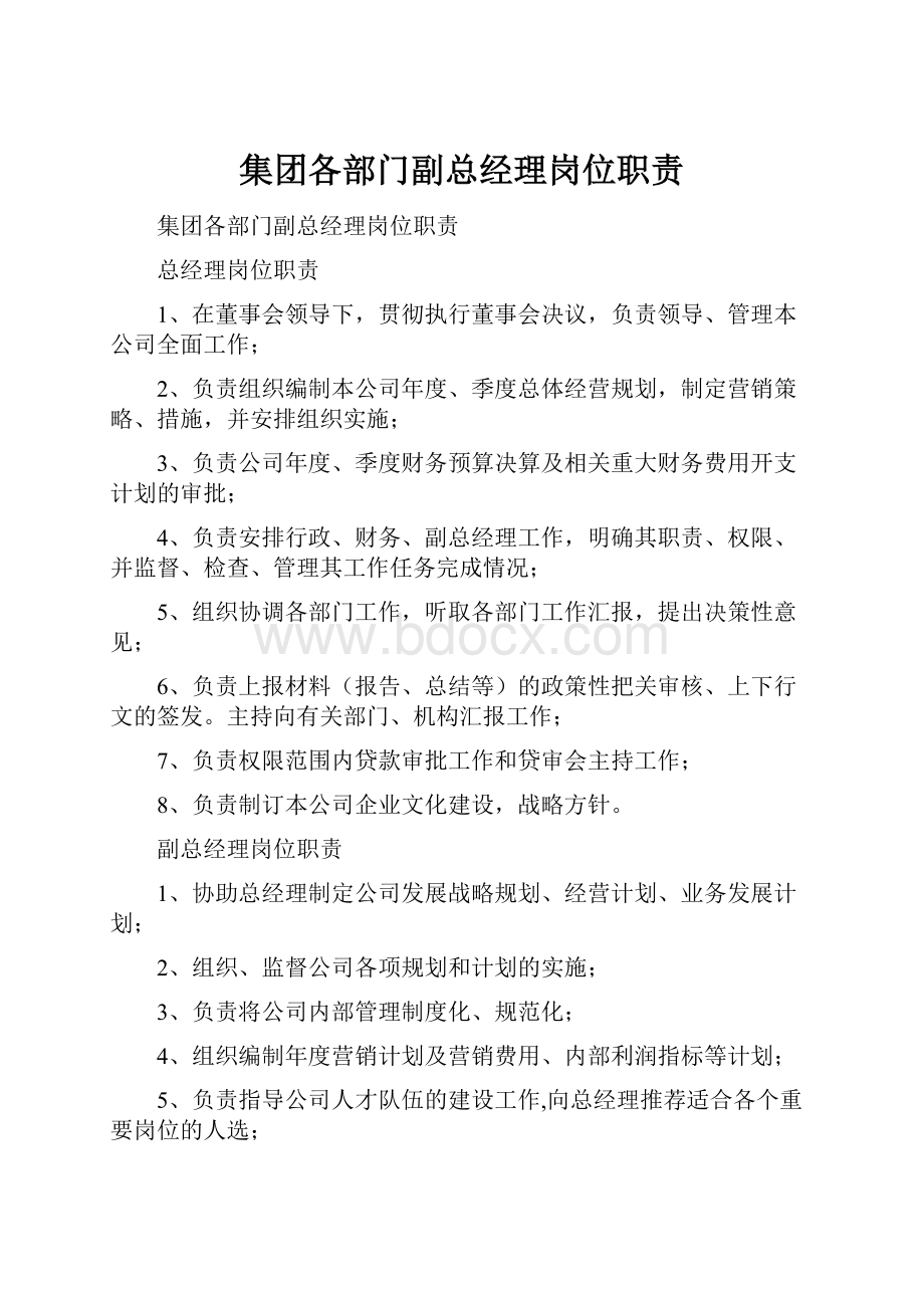 集团各部门副总经理岗位职责.docx