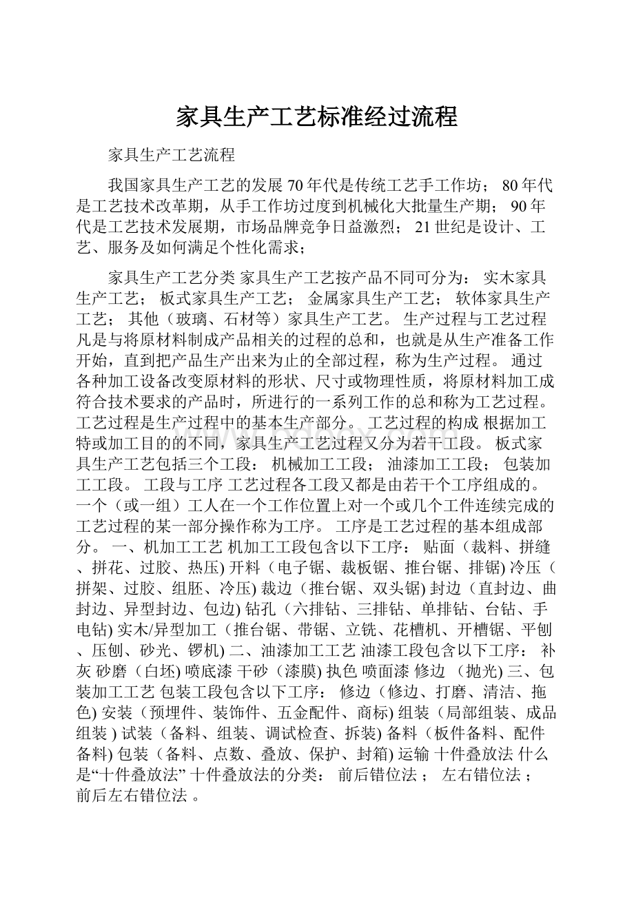 家具生产工艺标准经过流程.docx_第1页